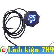 Đồng hồ đo điện áp 4-100VDC hình tròn 30mm Xanh dương chống nước